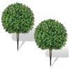 Hecaty Piante Artificiale di Bosso 65 cm: 2 Pezzi di topiaria artificiale con picchetti a terra, Protezione UV Piante Artificiali Sempreverdi per Interni, Esterni, Balcone, Giardini