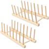 AOOGON Scolapiatti in Legno di Bambù, Supporto per Piatti, Scolapiatti Legno per Ciotole, Stoviglie, Tazze, Taglieri, CD, Libri