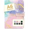 SKYDUE A6 Raccoglitore in Pelle Sintetica, Raccoglitore A6 Riempibile, Budget Binder, Quaderno (Carta Interna Non Inclusa), Organizer per Ufficio, Scuola e Viaggio (Polvere di Marmo)