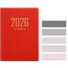 RuiChy Mini Agenda Tascabile 2026 Copertina in Pelle PU Agenda Giornaliera A7 Agenda Settimanale 128 Pagine Appuntamenti Planner Diari Calendario Quaderno con Morandi Indice Segnalibri Adesivi (Rosso)