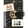 SKYDUE A6 Raccoglitore in similpelle, Raccoglitore A6 Ricaricabile, Organizer per Budget, Quaderno (Carta Interna Non Inclusa), Organizer per Ufficio, Scuola e Viaggio (ZB-Nero)