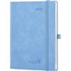 POPRUN Agenda Settimanale 2025 22 x 16,5 cm, 1 Pagina a Settimana con 1 Pagina di Appunti, Nastro segnalibro, Copertina Morbida in Pelle PU, Carta Spessa da 100 GSM EU, Blu Cielo