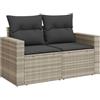 vidaXL Divano da Giardino con Cuscini 2 Posti Grigio Chiaro Polyrattan
