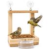 FAUNO Mangiatoia Uccellini da Esterno Legno Casetta con Ventose Finestra Abbeveratoio Uccelli 70g Mangime Selvatici Giardino Balcone Terrazza Fatto a Mano Bird Feeder Casetta Uccelli Naturale
