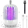 YGVQN Lampada Antizanzare Ricaricabile USB, Lampada UV Portatile con Batteria 1000mAh, Acchiappamosche Ricaricabile per Esterno e Interno, Luce Notturna LED per Balcone, Cortile, Viaggio (Bianco)
