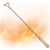 Firehard Gancio per fuoco in acciaio inox con manico in legno, 50 cm, per camino e falò