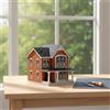 Casa in Miniatura con Portico Dettagliato Modellino di Casa a Due Piani