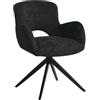 HowHomely Sedia da pranzo nera, girevole, imbottita, per sala da pranzo, 84 x 62 x 64 cm, in velluto con bracciolo, per sala da pranzo, morbida ed ergonomica