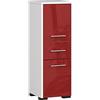 AKORD | Mobile da Bagno FIN 85 | 30x85x30 cm, peso 25 kg | 2 Ante e 1 Cassetto | Moderna Mobiletto | Armadio a muro | Armadietto chiuso in piedi | Adatto Anche come Pensile | Bianco | Rosso lucido
