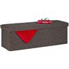 Relaxdays Cassapanca Contenitore 130L, Capiente Panca Imbottita, Pouf Pieghevole con Separatori, Ingresso,Marrone-Grigio