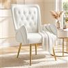 Hellove Poltrona e Poltroncina Salotto, Poltrone Moderne in Pelle-Sedia Poltrona e Sedia Trucco-Poltrona Camera da Letto con Piedini Oro-Poltroncina da Camera per Relax e Lettura, Bianco