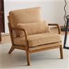 Bonnlo Poltrona Salotto in Legno e Velluto a Coste 65 x 82 x 75cm, Poltroncina Camera da Letto con Braccioli Curvi e Cuscino Lombare, Lounge Chair Design da Lettura e Soggiorno (Kaki)