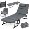 GIANTEX 3 in 1 Poltrona Pieghevole, Divano Letto Trasformabile con Cuscino Rimovibile, Schienale Regolabile a 6 Posizioni, Braccioli e Comodo Poggiatesta, Chaise Longue per Esterno ed Interno