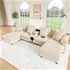 vutizal Divano angolare a forma di U, divano modulare con altoparlante Bluetooth, con stazione di ricarica wireless USB, portabicchieri, combinabile, per soggiorno, 315 x 144 x 84,5 cm, beige