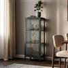 [en.casa] Armadio Vetrina con Anta in Vetro Scanalato Mobile Contenitore Libreria a 3 Ripiani Scomparti Vani Portaoggetti per Soggiorno Sala Studio 100 x 40 x 40 cm - Nero