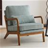 Bonnlo Poltrona Salotto in Legno e Velluto a Coste 65 x 82 x 75cm, Poltroncina Camera da Letto con Braccioli Curvi e Cuscino Lombare, Lounge Chair Design da Lettura e Soggiorno (Azzurro Grigio)