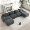 Luscriate Divano ad angolo Cloud a 4 posti con chaise longue - Grande divano a forma di U senza montaggio, imbottitura 32D altamente elastica, braccioli larghi, divano a pavimento, grigio 4 posti+2