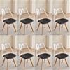 GrandCA HOME Set di 8 sedie da pranzo trasparenti rivestite in tessuto stile scandinavo pelle nera
