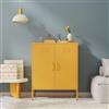 Lendo Online Credenza in Metallo - Madia Industriale per Soggiorno - Mobile Basso Contenitore - 80x40x100 cm - Acciaio Verniciato (Giallo)