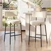 Ckaff Set di 2 Sgabelli da Bar, Sgabelli da Cucina con Seduta alta 71cm, Sedie Alte con Schienale, Sgabelli Imbottiti per Bar, Sala da Pranzo, Caffè, Isola della Cucina, Bianco