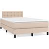 Teenpull Letto a molle in ecopelle marrone cappuccino, 120 x 190 cm, con materasso a molle insacchettate e testiera regolabile in altezza, rete a doghe inclusa