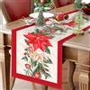 Frigg Natalizio Runner Elegante Rosso 230x33cm, Biancheria Decorazioni Natalizie Per La Casa, Sottopiatti Natalizi Bianca è Stampata Con Fiori Rossi e Rami Di Pino, Centrotavola Natalizio Addobbi Nataliz