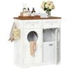 HOOBRO Mobile Portabiancheria per Bagno con Doppio Cesto Portabiancheria Inclinabile, Mobiletto Bagno con 2 Cassetto, 2 Sportelli, per Bagno, Lavanderia, Bianco e Noce EWHZ36XY01