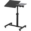 Willonin Tavolo per computer portatile, altezza regolabile, scrivania per computer portatile, tavolo da lavoro, con 4 ruote, 60 x 34,5 x 58/90 cm (nero)