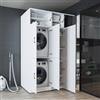 ROOMART Armadio Lavatrice Dora-II - 115 cm di larghezza per lavatrice e asciugatrice (bianco, con armadio da appoggio (115 × 230 × 73,8 cm (BHT)))