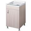 Negrari Eco Lavatoio Montato 50x50 L50 P50 H85 CM Colore Olmo Interno Lavanderia Mobile Nobilitato Idrofugo Legno Vasca Asse Plastica Piedini Regolabili Ante Battenti Economico Qualità Medio Alta