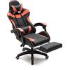 VDD Sedia da gaming Cyclone con poggiapiedi - Sedia da ufficio - Sedia da gioco - Rosso Nero