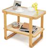 LIFEZEAL Tavolino da Salotto in Bambù, Decorativo, Tavolino Basso con Piano in Vetro Scanalato e Rattan, Tavolino Laterale da Caffè, da Divano, Soggiorno, Balcone, Moderno, Max 30 kg, 70,5x44,5x54,5cm