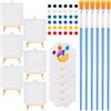 YOYEAH 30 Pezzi Mini cavalletto Set con Tela, Mini Tele con cavalletto in Legno (6 Set), Piccola Tela per dipingere - Cavalletto Piccolo per Principianti, pittori per Hobby e Bambini