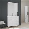 Kiamami Valentina - Mobile Bagno 85Cm A Terra Con Lavabo Specchio E Pensile Bianco | Easy