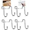 Teokantz 4 ganci da porta in acciaio inox, ganci per asciugamani da doccia, ganci multiuso per armadietti stretti per bagno, cucina, armadio