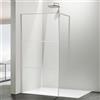 Jaxguom Box doccia Walk-In 100×200 cm Argento, vetro di sicurezza ESG da 5 mm con telaio in alluminio completo, area di regolazione 0-10 mm, separazione doccia montabile a sinistra/destra