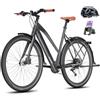 Fafrees Bicicletta Elettrica F700W, Bici Da Strada Elettrica Da 250 W Per Adulti, Batteria Da 36 V/10 Ah, 700C*42C, Freni A Disco Idraulici, City Ebike 9-Velocità, Autonomia100 KM (Blu)