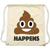 PREMYO Borsa da Palestra Sacca Zaino Sportiva con Scritta Stampa ... Happens! Borsone Zainetto Chiusura a Cordoni Gym Bag Tela Cotone Naturale