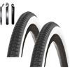 maxxi4you Kenda K-141 - Set di 2 copertoni da bicicletta da 28, colore nero/bianco, 40-635 (28 x 1 1/2), con 3 leve per pneumatici