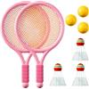 Taiyyi Set di racchette da tennis per bambini, 2 racchette, 3 palle da badminton, 3 palline da tennis, adatto per sport all'aperto e al chiuso (rosa)