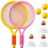 Taiyyi Set da badminton per bambini, leggero, con 3 palline da allenamento e 3 palline da badminton, per sport indoor e outdoor (giallo-rosa)