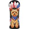 GuoChe Coprimazza da golf impermeabile con targhetta numerica per conducente/fairway wood/Hybrid Silky Terrier bandiera USA girasole amanti dei cani 4 luglio