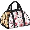 Vortithora Grande borsa per legna da ardere, con fiori di ciliegio, in tessuto Oxford 600D, con manici rinforzati, borsa per il trasporto a legna aperta per camino, stufa a legna, campeggio e