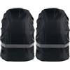 Mikikit Copertura Antipioggia per Zaino 30-55l Oxford Nero Bordi Elastici e Strisce Riflettenti per Sicurezza Notturna Durante Equitazione e Montagna 2 Pezzi