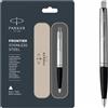Parker Frontier Penna A Sfera In Acciaio Inox Blu Fine Quink Push OEM Nuova