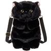 HUIJUFU Borsa a tracolla a forma di gatto della peluche gonfio realistico per le donne, nero