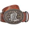 JowTreex Cinture con Fibbia in Pelle Western - Cintura con Fibbia Motivo Longhorn Bull Cowboy Cintura con Fibbia Incisa Floreale per Uomo Donna, Marrone 1, for 83-95 cm waist