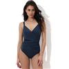 Lovable Costume da Bagno Intero Modellante | Shaping Micro con Drappeggio Frontale e Struttura Contenitiva | Coppe Imbottite, Spalline Regolabili | Moda Mare Donna, Blu Scuro 36C - 4C