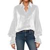 YOSUWOAI Camicia da donna in velluto, elegante, vintage, a maniche lunghe, con bottoni, casual, tinta unita, per il tempo libero, morbida, comoda, per il lavoro, per l'ufficio, O bianco., M
