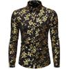 YOSUWOAI Camicia da Uomo Paisley Stampa Dorata Slim Fit Camicie da Lavoro Camicia a Maniche Lunghe Slim Fit Camicia da Cerimonia Camicie Button Down Camicie da Lavoro Camicia da Lavoro a Maniche
